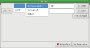 Abbildung 9: Die erweiterte Suche erlaubt, nach mehreren verknüpften Stichwörtern zu suchen.