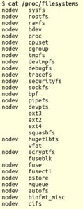 Abbildung 1: Integrierte Filesysteme eines Standard-Kernels unter Ubuntu. 