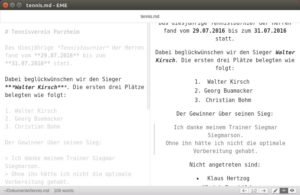 Abbildung 7: Hier befindet sich der Editor in EME im Focus Mode und die Live-Vorschau im Presentation Mode. In Letzterem war auf dem Testsystem die Anzeige immer mal wieder zerwürfelt.
