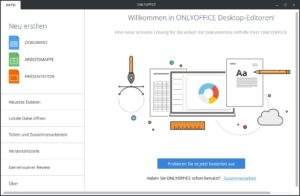 Abbildung 1: Der Startbildschirm von OnlyOffice erinnert auf den ersten Blick stark an LibreOffice.