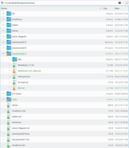 Abbildung 3: Dolphin zeigt per Git die Versionskontrolle der Notizbücher an.