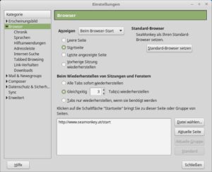 Abbildung 2: Seamonkey vereint die Vielzahl an Konfigurationsmöglichkeiten der verschiedenen Module in einem Fenster.