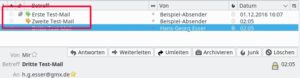 Abbildung 3: Gr&uuml;ner oder oranger Pfeil? Daran erkennen Sie, ob Sie eine Nachricht um- oder weitergeleitet haben. 