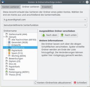 Abbildung 6: Mit dem Add-on "Manually Sort Folders" &auml;ndern Sie die Reihenfolge der Ordner im linken Fensterbereich. 