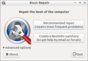 Abbildung 1: Das Fenster von Boot Repair gestaltet sich sehr übersichtlich.