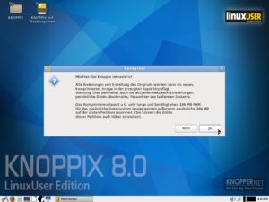 Abbildung 3: Neu in Knoppix: Beim Schreiben auf ein Flash-Device k&ouml;nnen Sie eigene &Auml;nderungen in ein neues komprimiertes Image remastern. 
