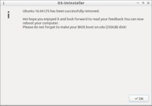 Abbildung 6: Hier wurde Ubuntu erfolgreich in wenigen Minuten gelöscht.