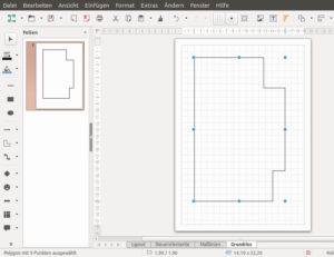 Abbildung 4: Mit dem Zeichenwerkzeug "Polygon (45°)" haben wir die Grundfläche eines Zimmers gestaltet. Dank des Rasters gelingt das maßstabsgetreu.