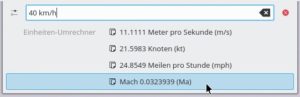 Abbildung 6: KRunner kann dank der "Qualculate!"-Bibliothek zahlreiche physikalische Einheiten umwandeln.