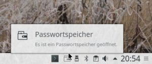 Abbildung 4: Fahren Sie mit der Maus über die Brieftasche im Panel, um den Status des Passwortspeichers abzufragen.