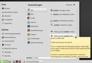 Abbildung 5: Ins MATE-Startmen&uuml; haben die Linux-Mint-Entwickler eine Suchfunktion eingebaut, die auch nach verf&uuml;gbaren Softwarepaketen fahndet. 