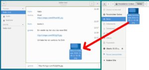 Abbildung 1: Im IRC-Client Polari können Sie Bilder direkt in Unterhaltungen einfügen. Das Programm nutzt dafür den externen Dienst Imgur.