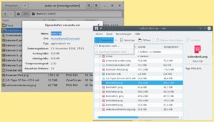 Abbildung 1: File-Roller (links) und Ark (rechts) zeigen den Inhalt von ".rar"-Archiven und entpacken einzelne sowie alle Dateien. 