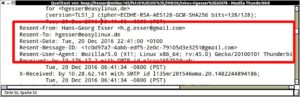 Abbildung 1: Eine von der privaten an die dienstliche Mail-Adresse "gebouncte" Nachricht ist an "Resent-"-Headern erkennbar. 