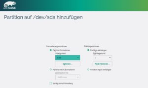 Abbildung 2: Für alle Linux-Partitionen können Sie das Dateisystem "Ext4" wählen, nur die Swap-Partition muss den Typ "Swap" behalten.