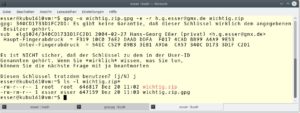 Abbildung 7: Das Tool "gpg" k&ouml;nnen Sie auch im Terminalfenster verwenden, um Dateien gezielt zu ver- und entschl&uuml;sseln. 