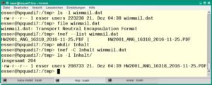 Abbildung 7: Mit "tnef" k&ouml;nnen Sie TNEF-Container ("winmail.dat") auf der Shell entpacken. 