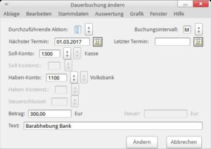 Abbildung 4: Die Daten für wiederkehrende Buchungen hinterlegen Sie im Programm, sodass Sie die Eingabe nicht immer von Grund auf zu machen brauchen.