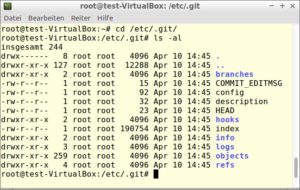 Abbildung 2: Etckeeper legt im versteckten Verzeichnis <code>/etc/.git</code> seine Infrastruktur an. 