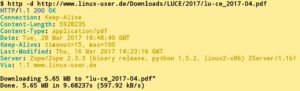 Abbildung 3: Beim Download mit Httpie zeigt die Software zusätzliche Daten zur Datei und dem ausgebenden Server an.