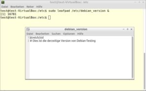 Abbildung 3: Die erste &Auml;nderung: ein kurzer Kommentar in <code>/etc/debian_version</code>. 