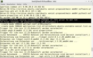 Abbildung 4: Im automatischen Modus versioniert Etckeeper bei jedem Apt-Lauf &Auml;nderungen an <code>/etc</code>. 