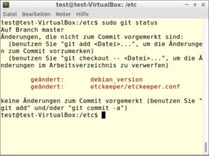 Abbildung 5: Mit <code>git status</code> &uuml;berpr&uuml;fen Sie vor dem Commit die anstehenden &Auml;nderungen. 