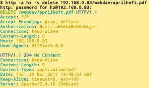 Abbildung 5: Möchten Sie ein Datei im WebDAV-Verzeichnis löschen, setzt das voraus, dass Sie die komplette Ressource angeben.