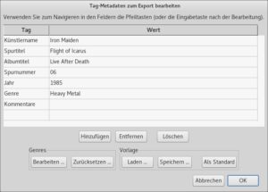 Abbildung 5: Der Metadaten-Editor erfüllt seinen Zweck, kann aber Spezialisten in diesem Bereich nicht das Wasser reichen.