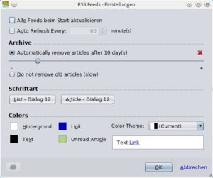 Abbildung 5: Wichtige Optionen zu den RSS-Feeds stellen Sie in einem eigenen Dialog ein. 