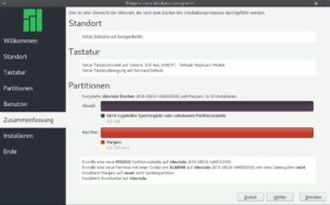 Abbildung 7: Die Zusammenfassung der gew&auml;hlten Parameter (hier: Manjaro) zeigt, was der Installer mit dem System macht, sobald Sie das Setup ansto&szlig;en. 