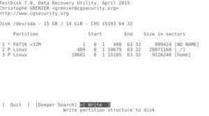 Abbildung 8: Hat die Schnellsuche die gewünschte Partition gefunden, schreiben Sie über <span class="ui-element">Write</span> die Daten der Partition in die Partitionstabelle ein.