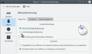 Abbildung 10: Der Wechsel zur Mausbedienung f&uuml;r Linksh&auml;nder braucht nur einen Klick. 