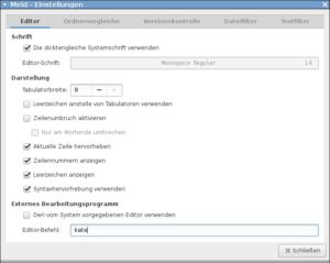 Abbildung 2: In den Einstellungen haben Sie die M&ouml;glichkeit, unter <span class="ui-element">Editor</span> den Einsatz eines externen Editors einzustellen. 