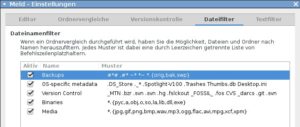 Abbildung 4: Beim Vergleich st&ouml;ren Dateien wie Sicherheitskopien oder automatische Backups aus dem Editor. Diese blenden Sie bei Bedarf einfach aus den Listen aus. 