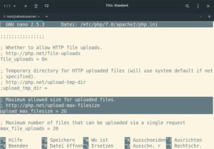 Abbildung 5: Die maximale Dateigr&ouml;&szlig;e f&uuml;r Transfers auf den Server gibt die PHP-Konfiguration des Webservers vor. 