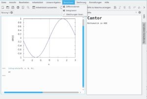 Abbildung 6: Das KDE Mathematikprogramm Cantor mit Maxima als Backend. 