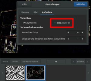 Abbildung 3: Bitte ohne Blitz &ndash; in diesem Dialog deaktivieren Sie den wei&szlig;en Bildschirm kurz vor dem Ausl&ouml;sen. 
