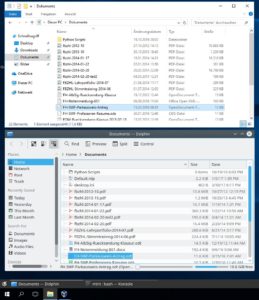 Abbildung 8: Zwei Welten, gleiche Ansicht: Der Explorer unter Windows und Dolphin unter Linux zeigen dieselben Dateien an. 