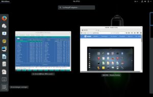 Abbildung 5: Gnome erinnert ein wenig an macOS von Apple: Es gibt ein Dock und eine gemeinsame Men&uuml;leiste am oberen Bildschirmrand. 