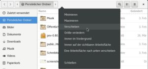 Abbildung 8: Gnome-Fenster haben keine Buttons zum Minimieren und Maximieren &ndash; aber ein Kontextmen&uuml; mit passenden Eintr&auml;gen. 