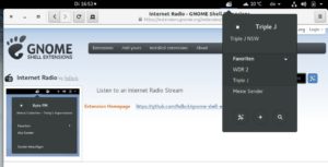 Abbildung 2: Mit der Gnome-Shell-Erweiterung Internet Radio machen Sie Musik. &Uuml;ber den Gnome-Browser wandert die Extension mit nur einem Klick ins Panel. 