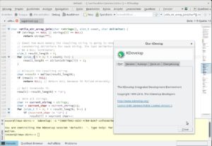 Abbildung 1: Beim Bearbeiten (und auch beim einfachen Lesen) einer Quellcodedatei hilft ein guter Editor &ndash; hier der in KDevelop integrierte Editor. 