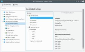 Abbildung 7: Das KDE-Infozentrum bündelt viele Hardware-Informationen unter einer Oberfläche.