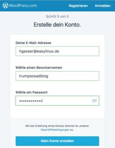 Abbildung 2: Ein kostenloses Blog bei "wordpress.com" ist schnell eingerichtet.