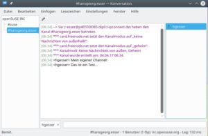 Abbildung 7: Auf einem selbst erzeugten IRC-Channel haben Sie Operator-Rechte. 