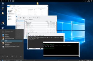 Abbildung 9: Besonders komfortabel ist der "Nahtlos"-Modus, bei dem Sie die Startleisten von Windows und Linux sowie die einzelnen Programmfenster bunt gemischt auf dem Bildschirm sehen. 