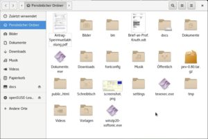 Abbildung 13: Nautilus (Gnome und Unity) zeigt f&uuml;r mehr Dokumenttypen eine Vorschau an. Verzeichnisse und Dateien sind gemischt. 