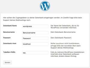 Abbildung 10: Die Einrichtung eines eigenen WordPress-Systems läuft bereits komfortabel über den Browser.