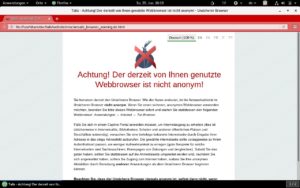Abbildung 2: Un&uuml;bersehbar warnt Tails vor dem nicht anonymisierten Internetzugriff mit dem Firefox-Browser. 